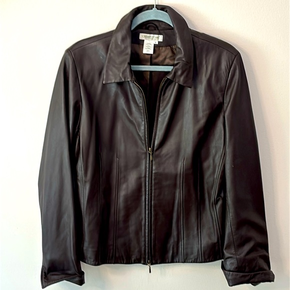 Coldwater Creek | 100% Mahogany Leather Jacket - Picture 2 of 6